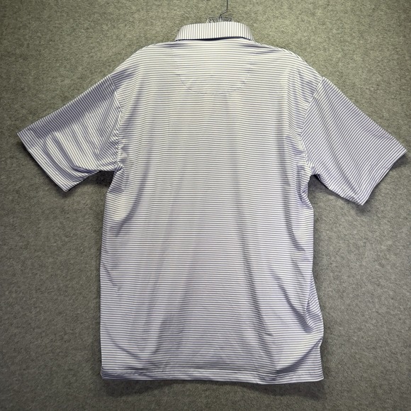 Collars & Co Dress Collar Polo Shirt Mens M Blue Striped Featherweight Stretch - Picture 7 of 7